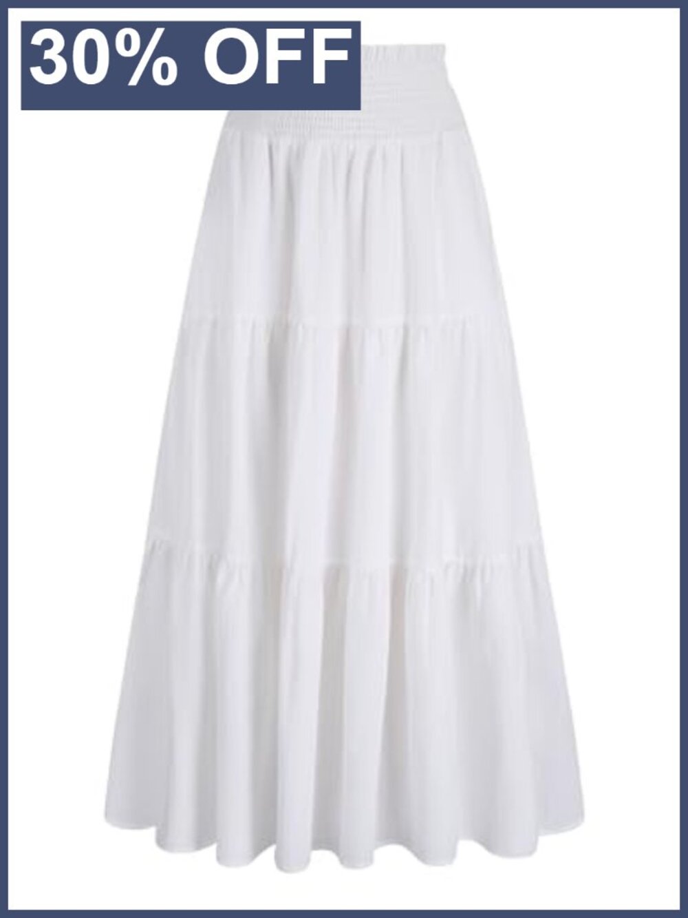 Women's Boho Maxi Skirt Flowy High Waist Smocked A-Line with Pockets